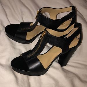 Michael Kors Women's Berkley T-Strap Platform Dress Sandals, Black, 10